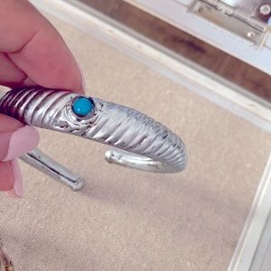 Hammered Silver Bangle Bracelet